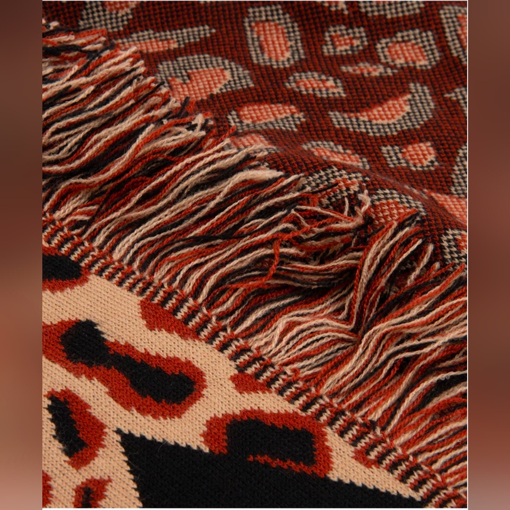 Rare Esqualo Brown and Black Leopard Print Belted Cardigan  Size Large - Picture 5 of 11